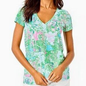 LILLY PULITZER ETTA TOP MULTI LILLY LOVES PALM BEACH XS